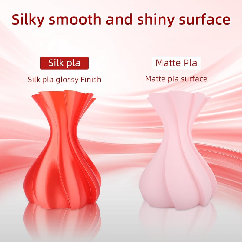 3DHoJor Silk PLA Filament 1.75mm, PLA Filament 1.75mm Silk Shiny 3D Printer Filament, 1kg Cardboard Spool (2.2lbs), Dimensional Accuracy +/- 0.03 mm, Fit Most FDM Printer（Red） - Image 2
